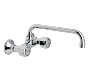 GAMMA Wall sink mixer with 15 cm with high tube, 24 cm spout